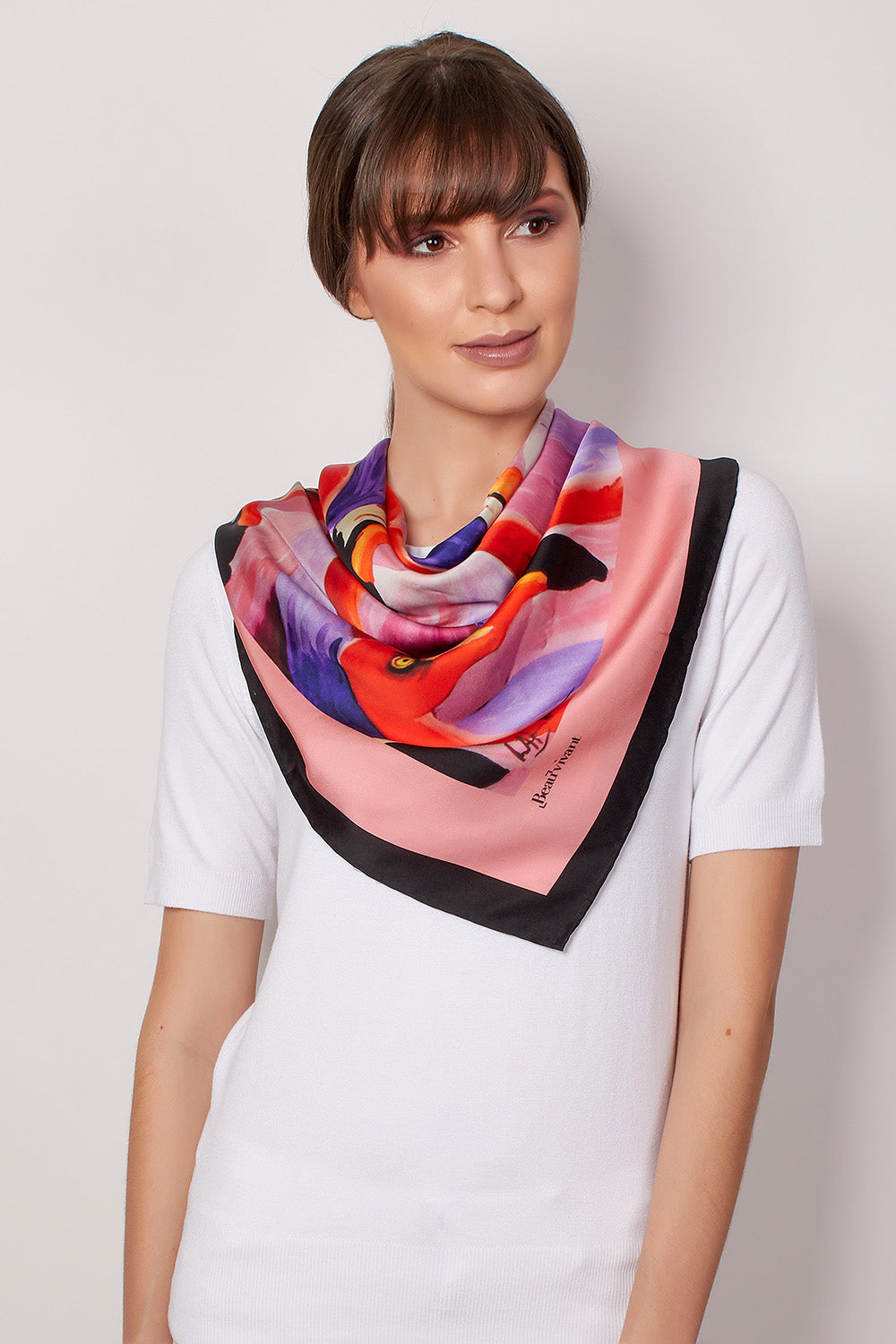 Flamingoes Too 35" silk scarf