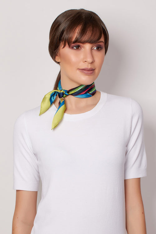 Agave Blue Glow 18" silk scarf