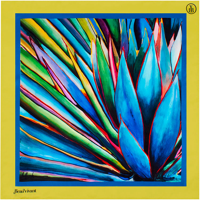 Agave Blue Glow 18" silk scarf