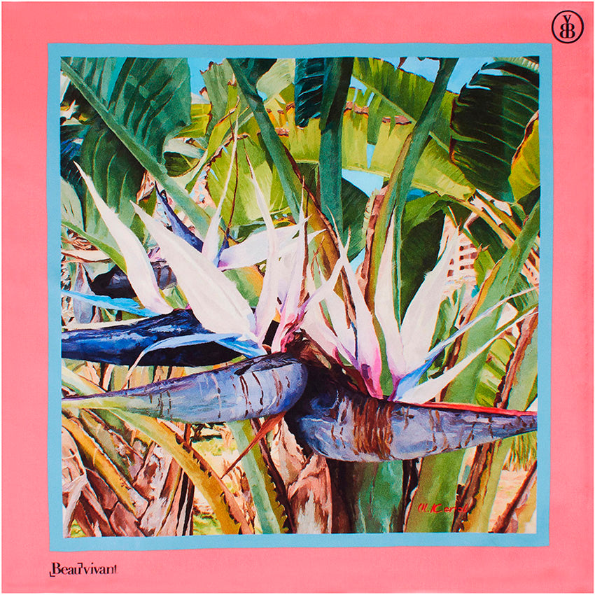 White Birds Of Paradise 18" silk scarf