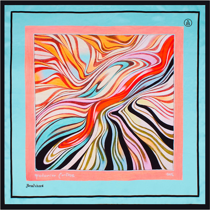 Ink Drop 01 23" silk scarf