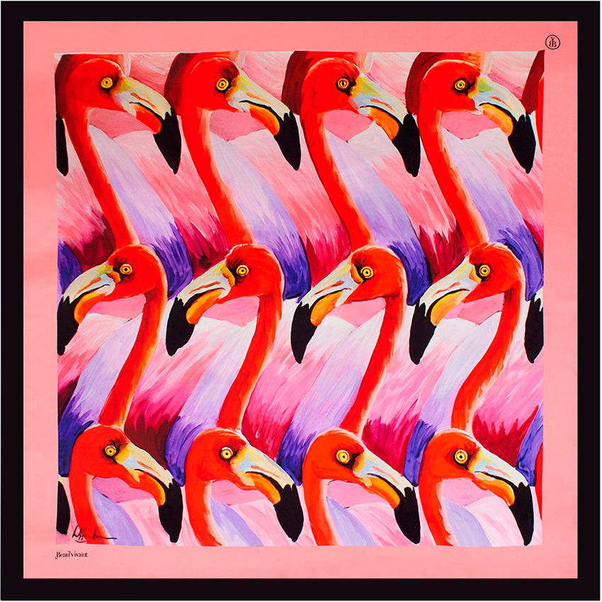 Flamingoes Too 35" silk scarf