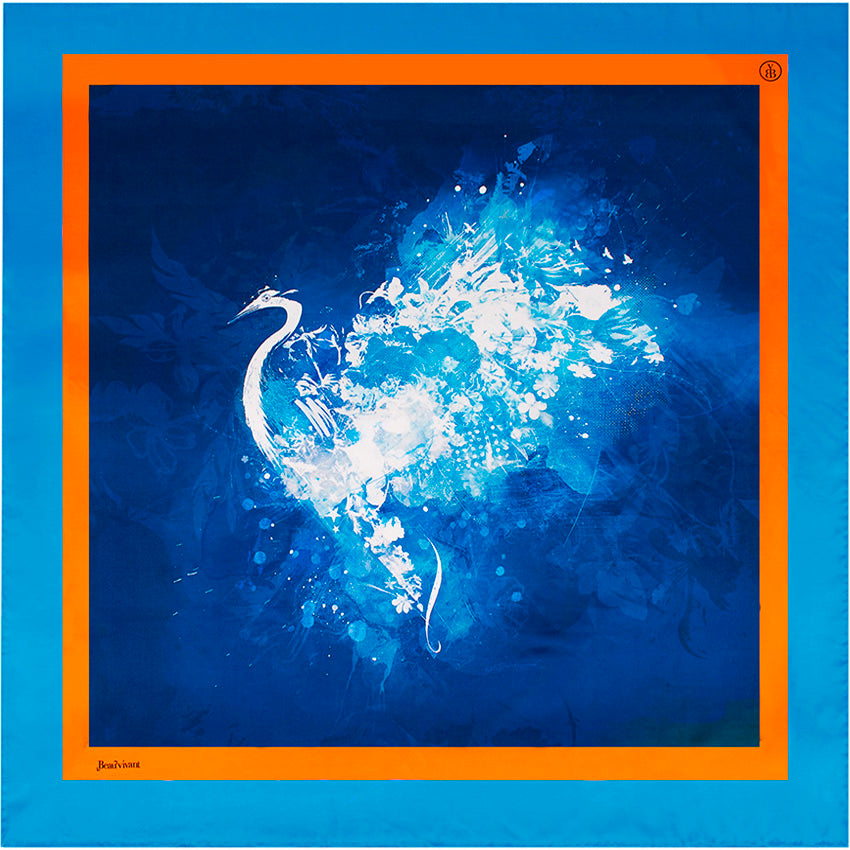 Feathered Flowers 35" silk scarf