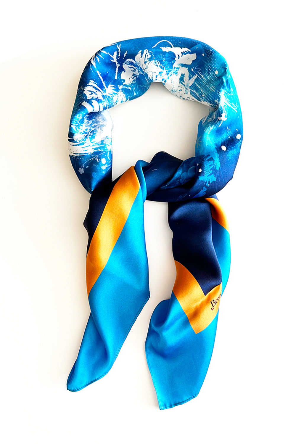 Feathered Flowers 35" silk scarf
