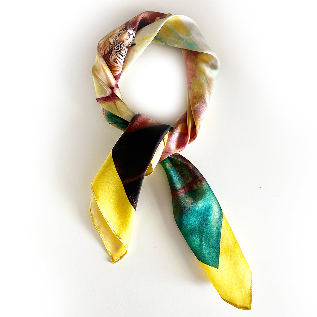 Tiger Odyssey 23" silk scarf