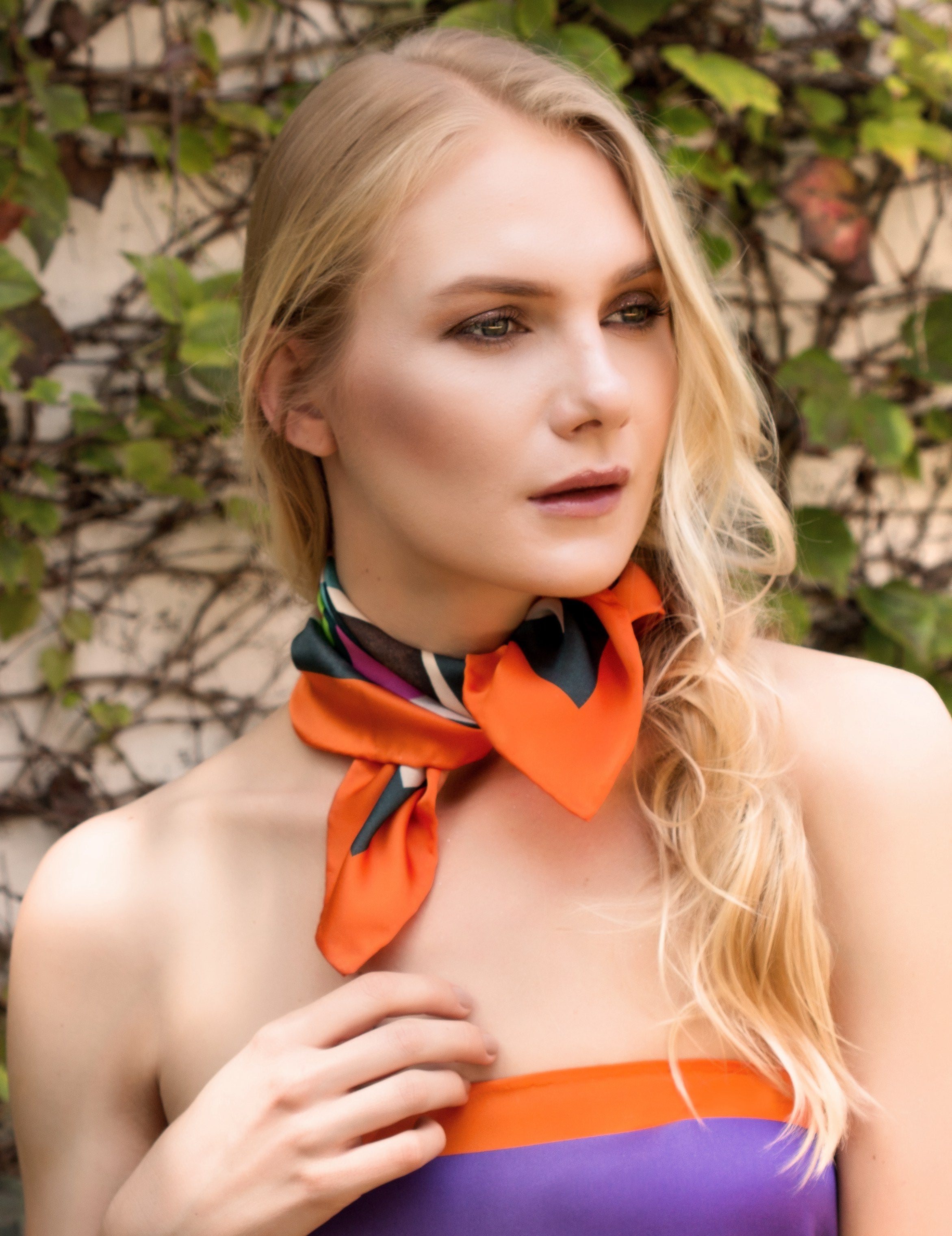 Segments II 18" silk scarf